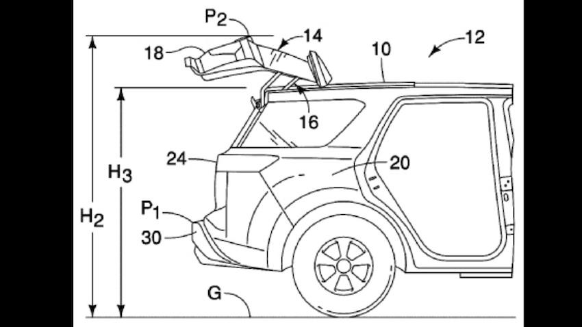 Nissan 在美國專利商標局註冊的最新專利，可在車尾空間不足的情況下，依然提供良好的後車廂取物空間。