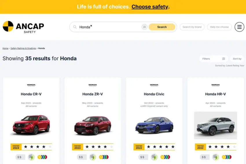 Honda 在澳洲販售新車有多款 4 星評等。