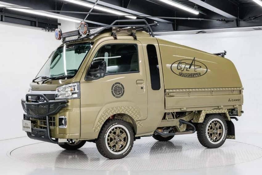 共立工業推出以 Daihatsu Hijet Truck 為基礎的 Grasshopper 露營車。