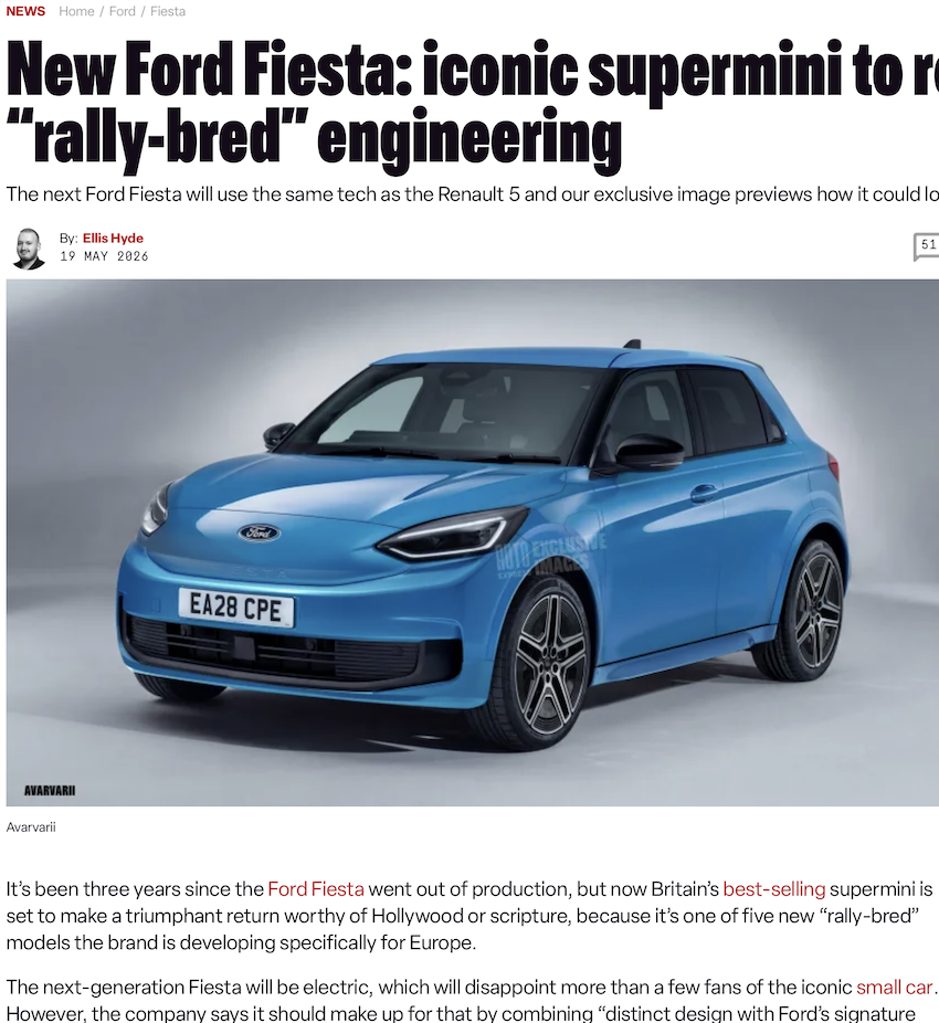 Ford 未來三年內，陸續在歐洲推出 7 款全新車，其中可能就包含回歸的 Fiesta。（圖片來源：擷取自 autoexpress）