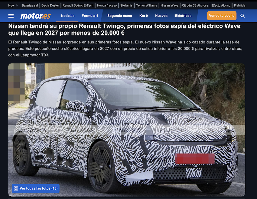 Nissan 全新電動車被捕捉。（圖片來源：擷取自 motor.es）
