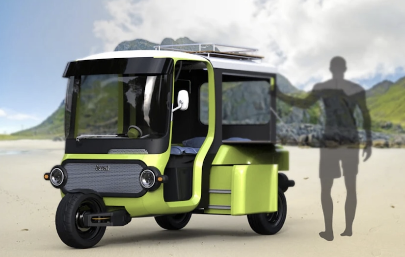 三輪電動車化身露營車！續航 300 公里 可睡 2 人還有廚房