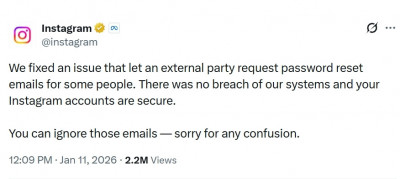 IG爆個資外洩疑雲  Meta回應：系統未被駭 屬技術漏洞已修復
