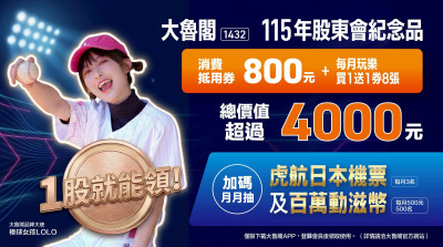 大魯閣最神股東會紀念品來了 1股就能領