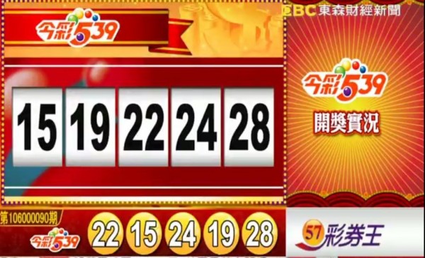 大福彩、今彩539 開獎囉!
