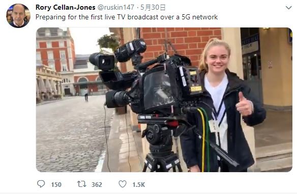 BBC的記者Rory Cellan Jones 在直播前在其Twitter享幕後花絮。（圖擷取自Rory Cellan-Jones推特）