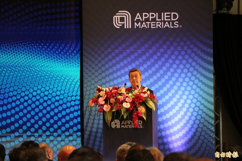 副總統陳建仁今出席美商台灣應材南科新廠啟用典禮。(記者萬于甄攝)