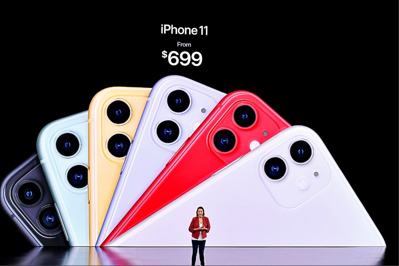 蘋果（Apple）在加州總部舉辦新品發表會，推出三款新手機iPhone 11、11 Pro及11 Pro Max。（法新社）
