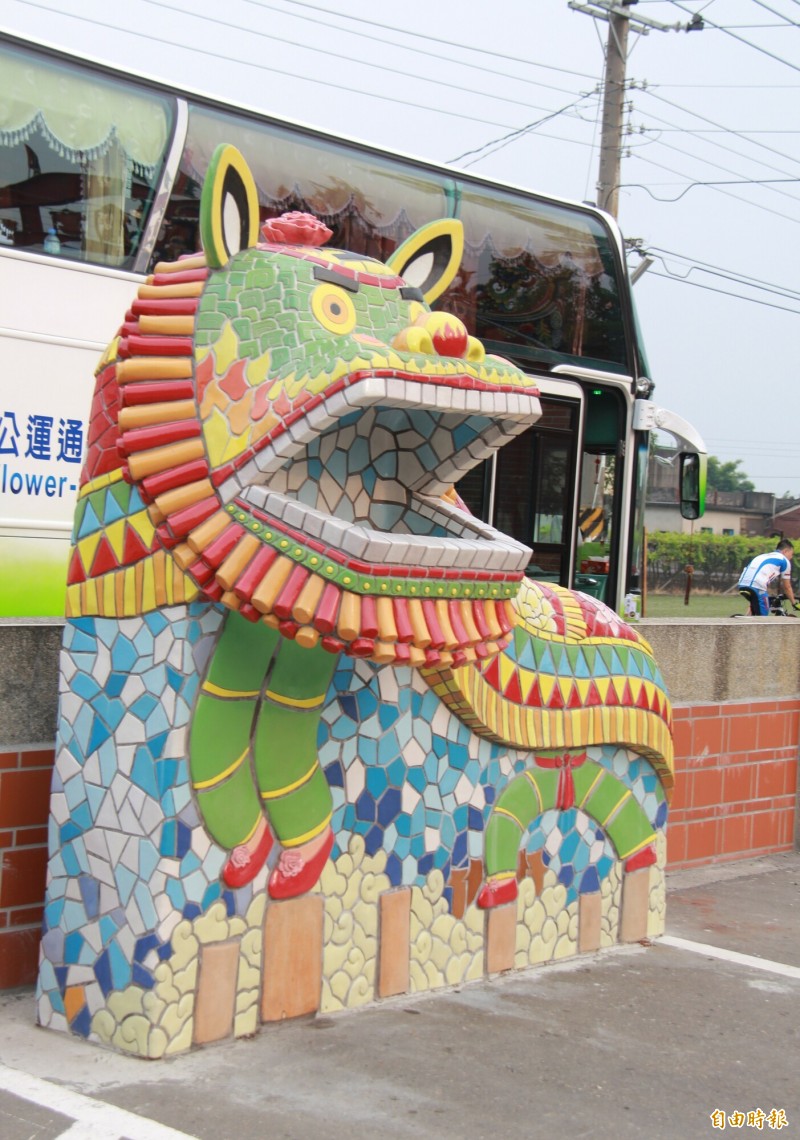 埔心鄉霖震宮有座開口獅，是客家文化不可缺少的特色。（資料照）