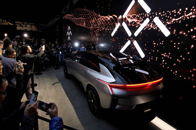 美國電動汽車公司「法拉第未來(Faraday Future,FF)」。(示意圖,路透)