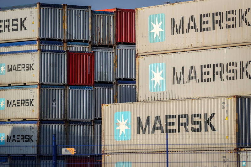 航運巨頭馬士基(Maersk)最新公告指出,在運力大幅削弱下,已暫停許多市場的短期貨運訂單,包括亞洲市場在內。(歐新社)