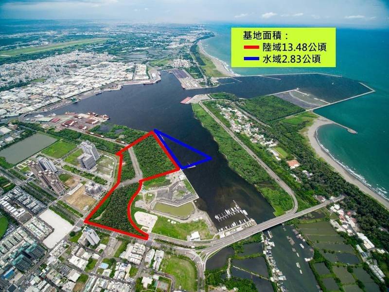 安平商港北面水岸複合觀光區陸域、水域測量圖。（圖：港務公司安平港營運處提供）