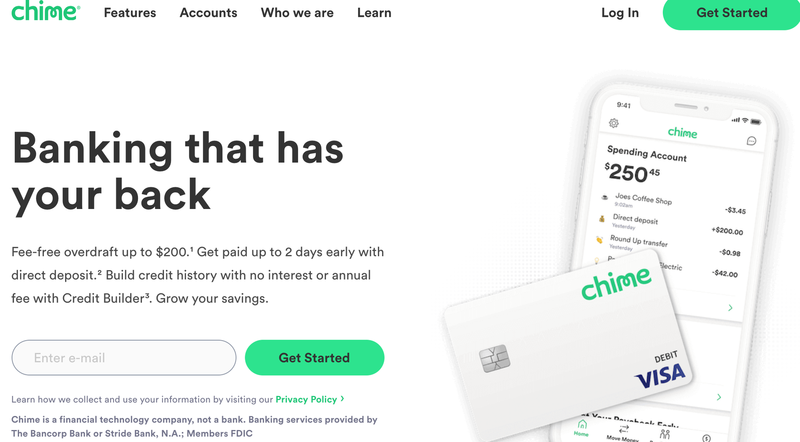 疫情爆發以來，Chime每月增加數十萬的新用戶，估值已增至145億美元，超過美國網路券商羅賓漢。（取自chime官網）