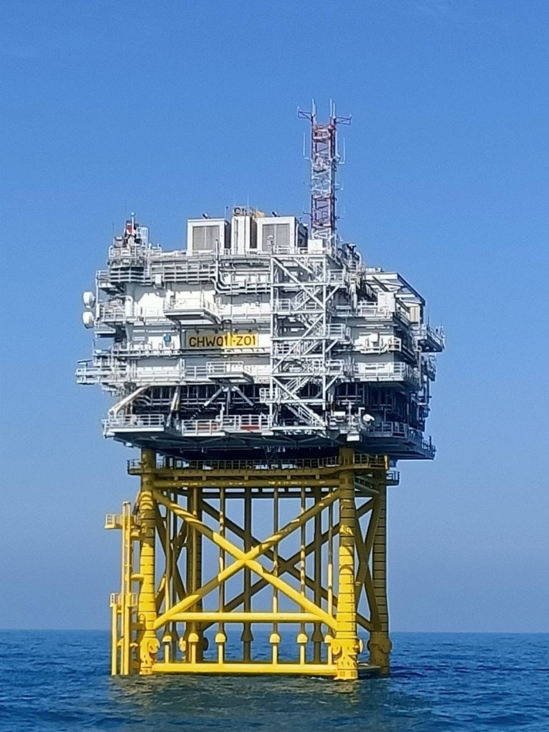大彰化風場海域作業區離岸變電站。（勞動部職業安全衛生署提供）