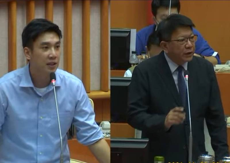 潘孟安(右)指台積電的屏東投資案喊停非常遺憾,仍繼續爭取不死心。(記者侯承旭翻攝)