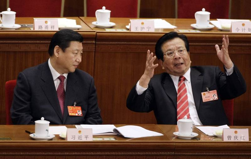 2008年，曾慶紅在11屆全國人大會議後卸下國家副主席職務退休，國家副主席職位由新當選的中共中央政治局常委的習近平接任。（路透）
