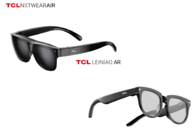 TCL顯示器眼鏡NXTWEAR AIR（左）、智慧眼鏡LEINIAO AR（右）。（圖擷自TCL官網，本報合成）