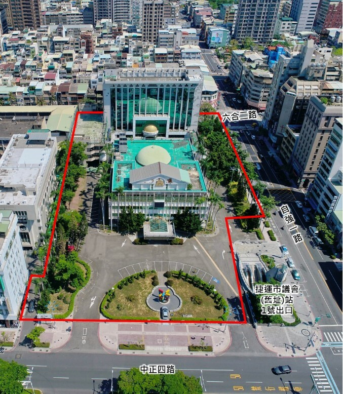 高雄舊市議會劃定都市更新地區現況。（都發局提供）