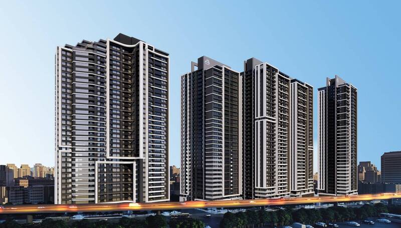 新北市政府推動永和大陳社區公辦都更案，其中單元6將興建3棟30層以上的住宅大樓，並留設開放空間。（都更處提供）