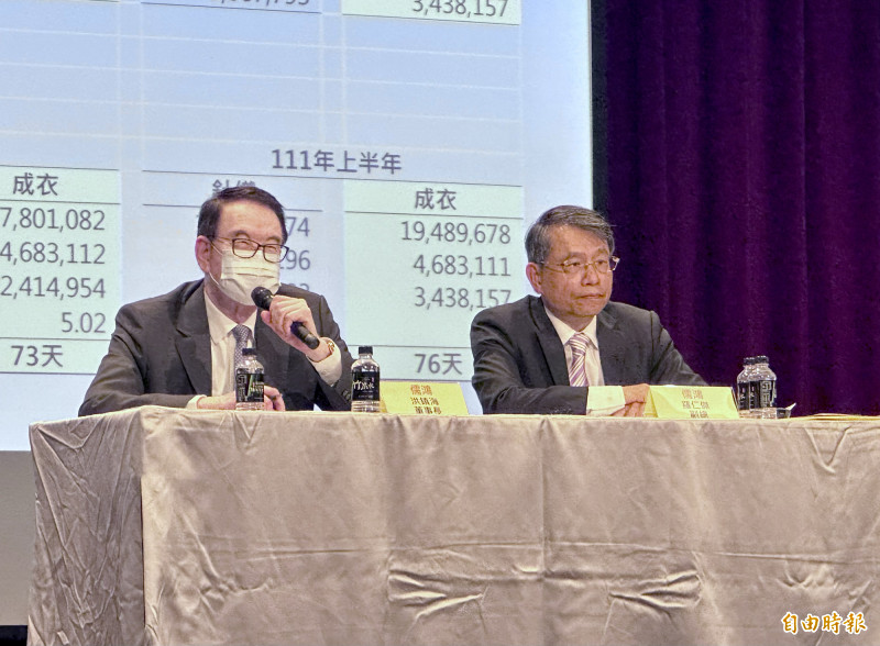 儒鴻董事長洪鎮海（左起）、副總羅仁傑。（記者方韋傑攝）