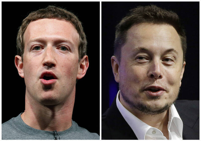 馬斯克公開向臉書創辦人扎克伯格（Mark Zuckerberg）下戰帖。（美聯社）