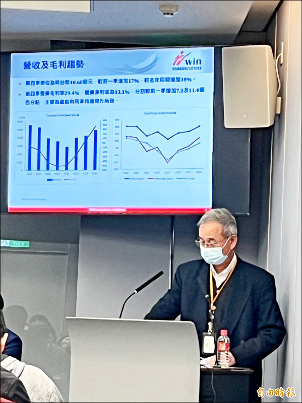 產業谷底已過!穩懋發言人曾經洲表示，去年Q4表現優於預期、產能利用率提升至六成以上。（記者張慧雯攝）