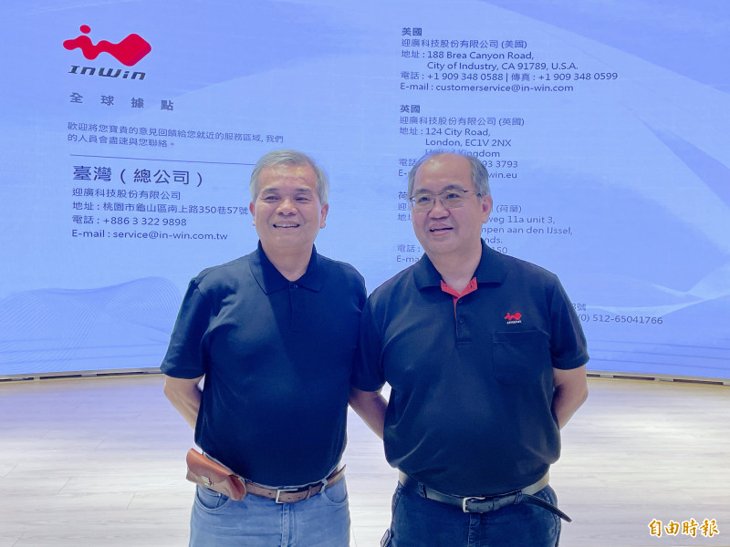 迎廣今日舉辦法說會。圖左為總經理黃國輝、右為發言人康博興。（記者歐宇祥攝）