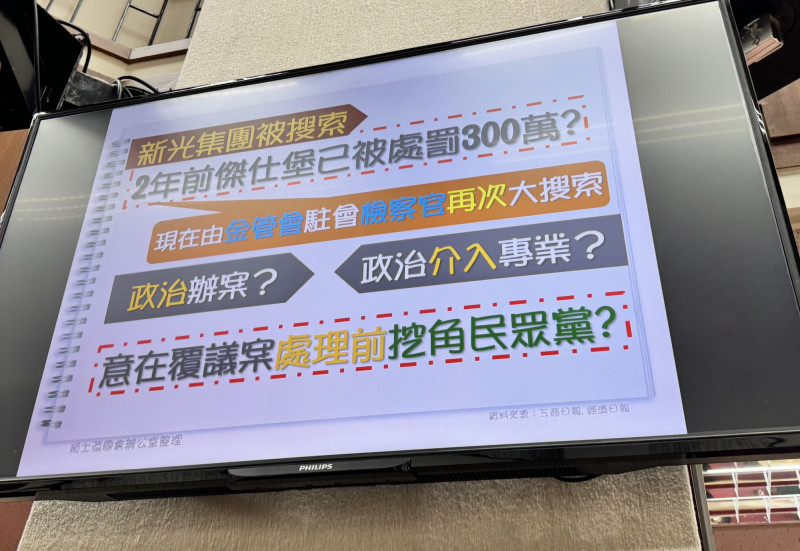 立委賴士葆今質疑，檢調再次搜索新壽傑仕堡案，目的是政治辦案，涉及政治力介入（記者王孟倫攝）