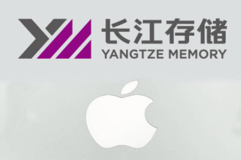 長江存儲在2022年被華府列入出口黑名單前，曾傳出已成功打入蘋果供應鏈。（長江存儲官網，路透資料照，本報合成）
