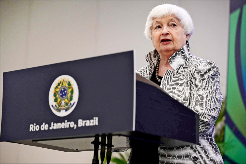 美國財政部長葉倫在G20財長會議指出，中國產能過剩傾銷亂象已從G7蔓延至新興市場國家，籲共同施壓北京，改變其經濟模式。（法新社）