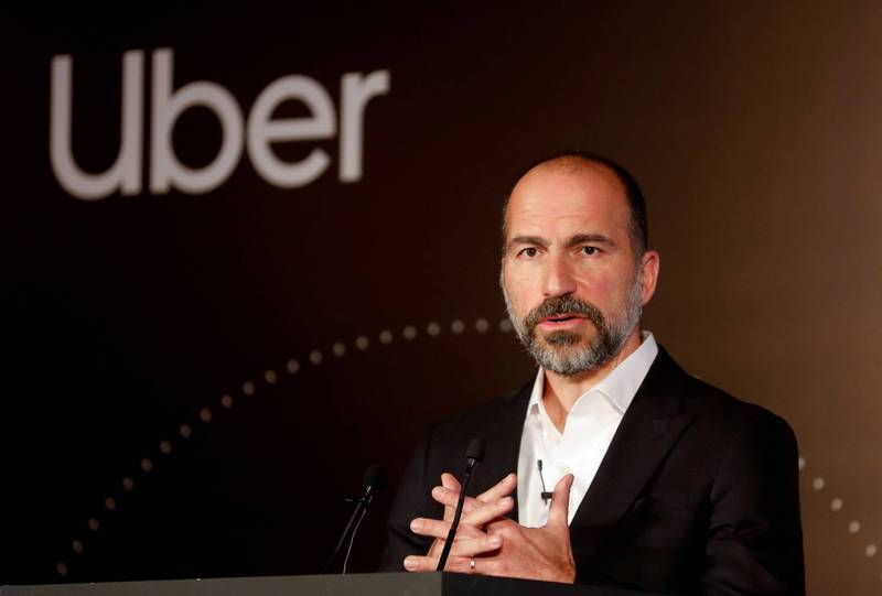 Uber執行長柯霍斯洛夏西（Dara Khosrowshahi）對特斯拉Robotaxi計畫可行性表示質疑。。（路透）