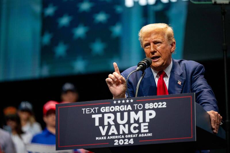 美國前總統、共和黨總統候選人川普（Donald Trump）。（法新社）