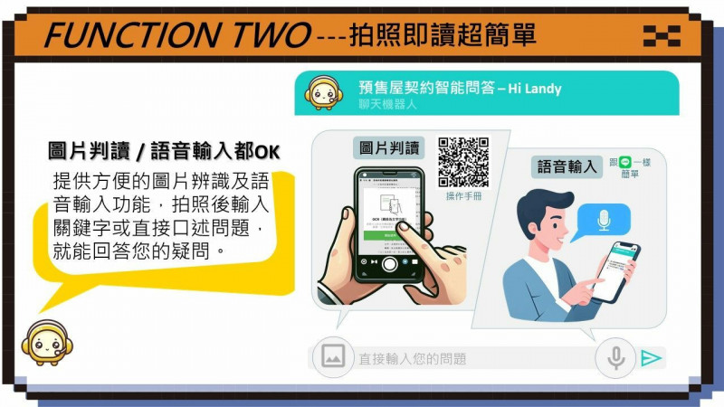 台北市地政局推出「預售屋契約智能問答–Hi Landy」，為購買預售屋的民眾把關。（台北市政府提供）