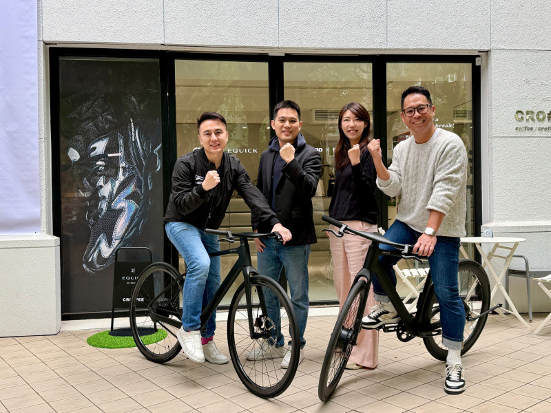 雲豹能源總經理趙書閔（右二）表示，轉投資EQUICK聯手日本Mizuno，打造全日本最輕E-Bike。（業者提供）