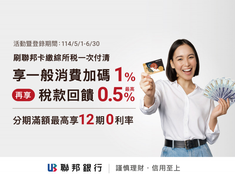 刷聯邦卡繳綜所稅，7、8月可賺最高2000元刷卡金。（業者提供）