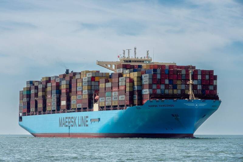 馬士基（Maersk）貨櫃輪出現爆炸事故。示意圖，非當事船照。（路透資料照）