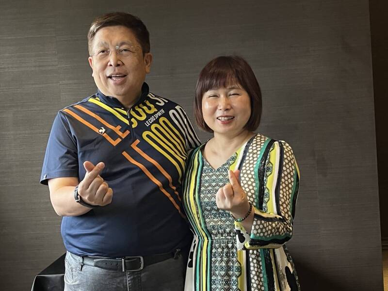 威剛董事長陳立白伉儷。（記者洪友芳攝）