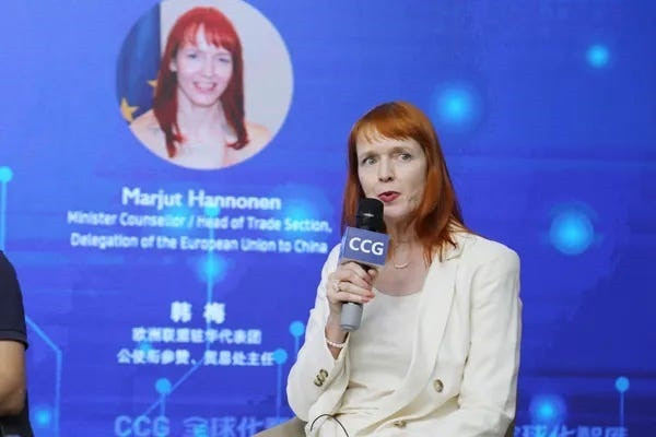 歐盟駐中代表團貿易與投資處處長漢諾寧（Marjut Hannonen）。（圖擷取自歐盟駐中代表團）