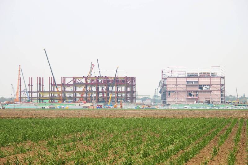台積電位於嘉義科學園區的先進封裝廠正在興建中。 （資料照，記者林宜樟攝）