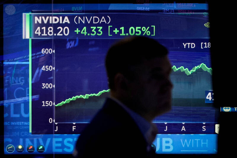 美國銀行（Bank of America）近日推薦投資者買進包含AI晶片龍頭輝達（Nvidia）等5支股票。（示意圖，路透）