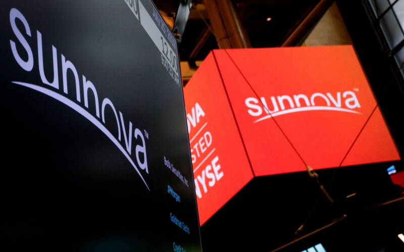 家用太陽能公司Sunnova Energy週一（9日）聲請破產保護。（路透）