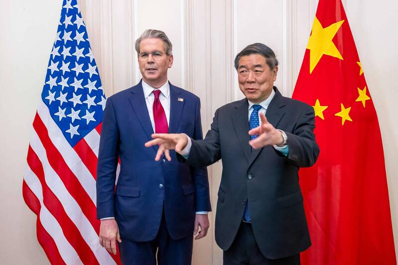 中美貿易談判在倫敦舉行，旨在緩解科技技術和稀土元素運輸的緊張局勢。（法新社）