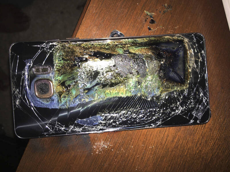 Note 7當年發生了異常自燃事件，三星後來就決定停止生產和銷售。（美聯社）