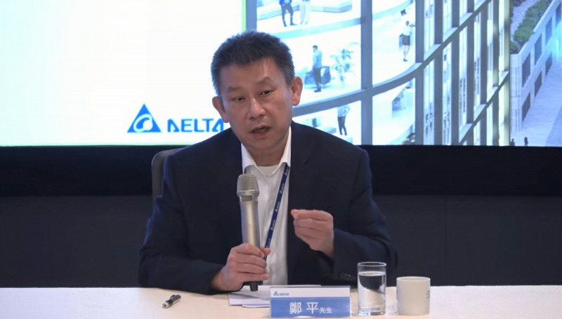 台達電董事長鄭平今天出席法人說明會。（台達電提供）