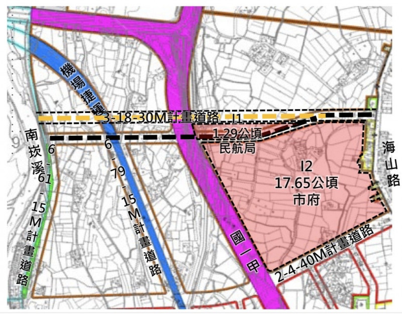 台壽保標下的航空城I基地，面積約19公頃。（地政局提供）