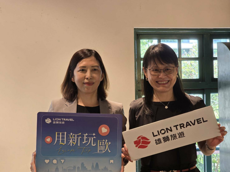雄獅發言人賴一青(右)說,下半年營收表現可望與上半年成長力道相當,不過,關稅是變數。(記者王憶紅攝)