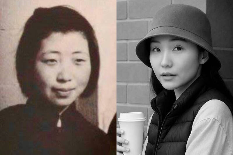 加拿大籍新聞工作者盛雪表示，楊蘭蘭長得神似習近平母親齊心。（圖擷自X，本報合成）