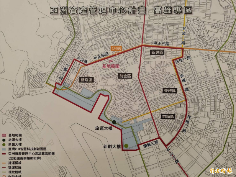 亞洲資產管理中心高雄專區範圍。（記者王榮祥攝）