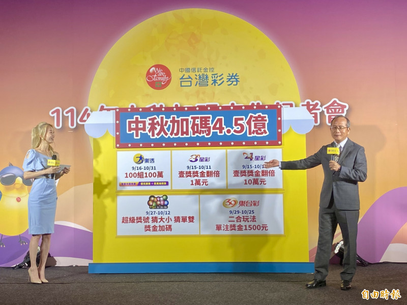台彩表示，7月底在台東開出的大樂透頭獎5.97億元，中獎人是位60多歲退休男子。（記者鄭琪芳攝）