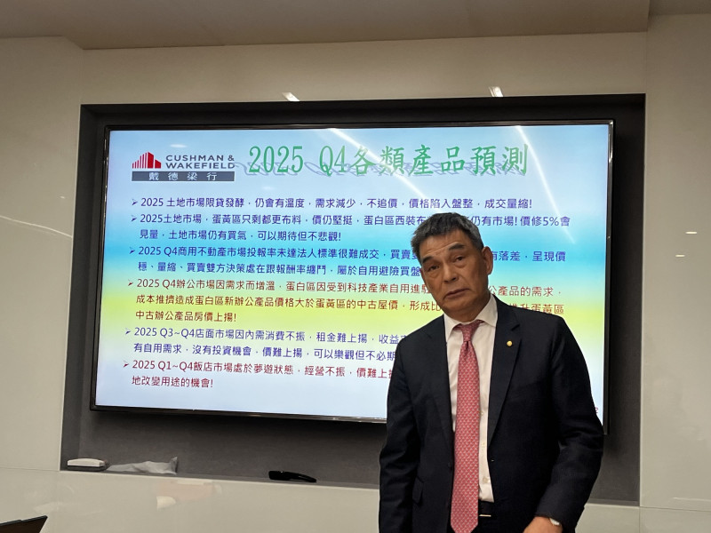 戴德梁行董事總經理顏炳立指出,限貸、資金管控未解除,房市買氣將冷到年底。(記者徐義平攝)